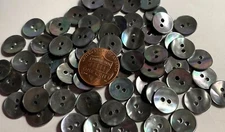 8 PCS Only Small Dark Gray Iridescent MOP Abalone Shell Buttons 11mm 7/16" 13560