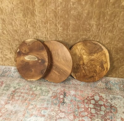 Rustic Natural Round Teak Wood Slab Table Top DIY for Side End Table Home Decor