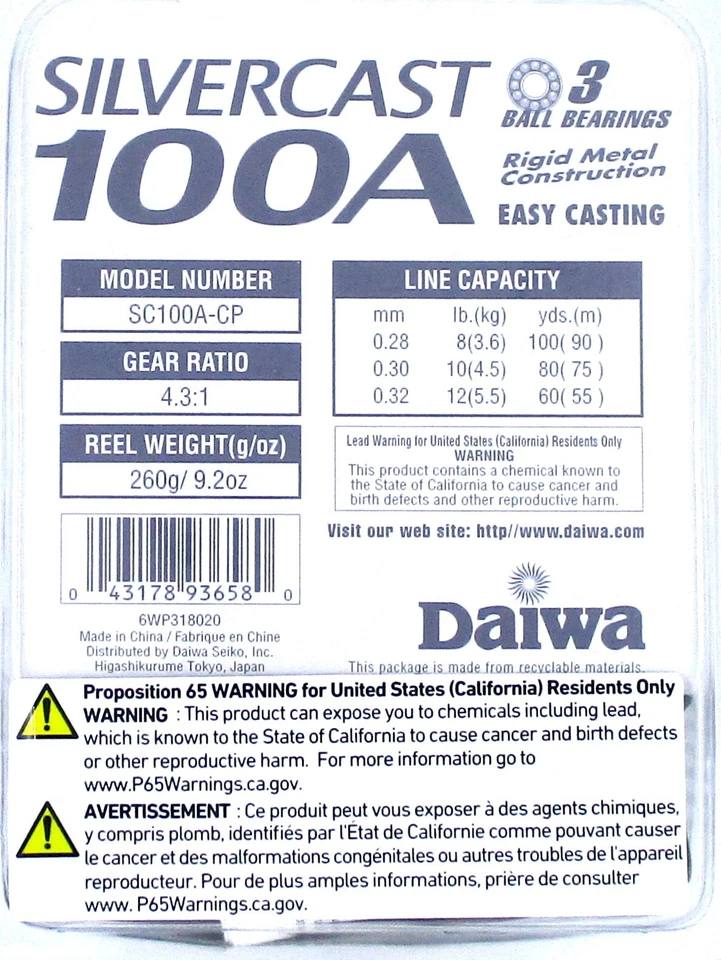 (5) Daiwa Silvercast 100A Easy Casting Spincast Reels 4.3:1 BRAND NEW CASE - Image 4 of 4