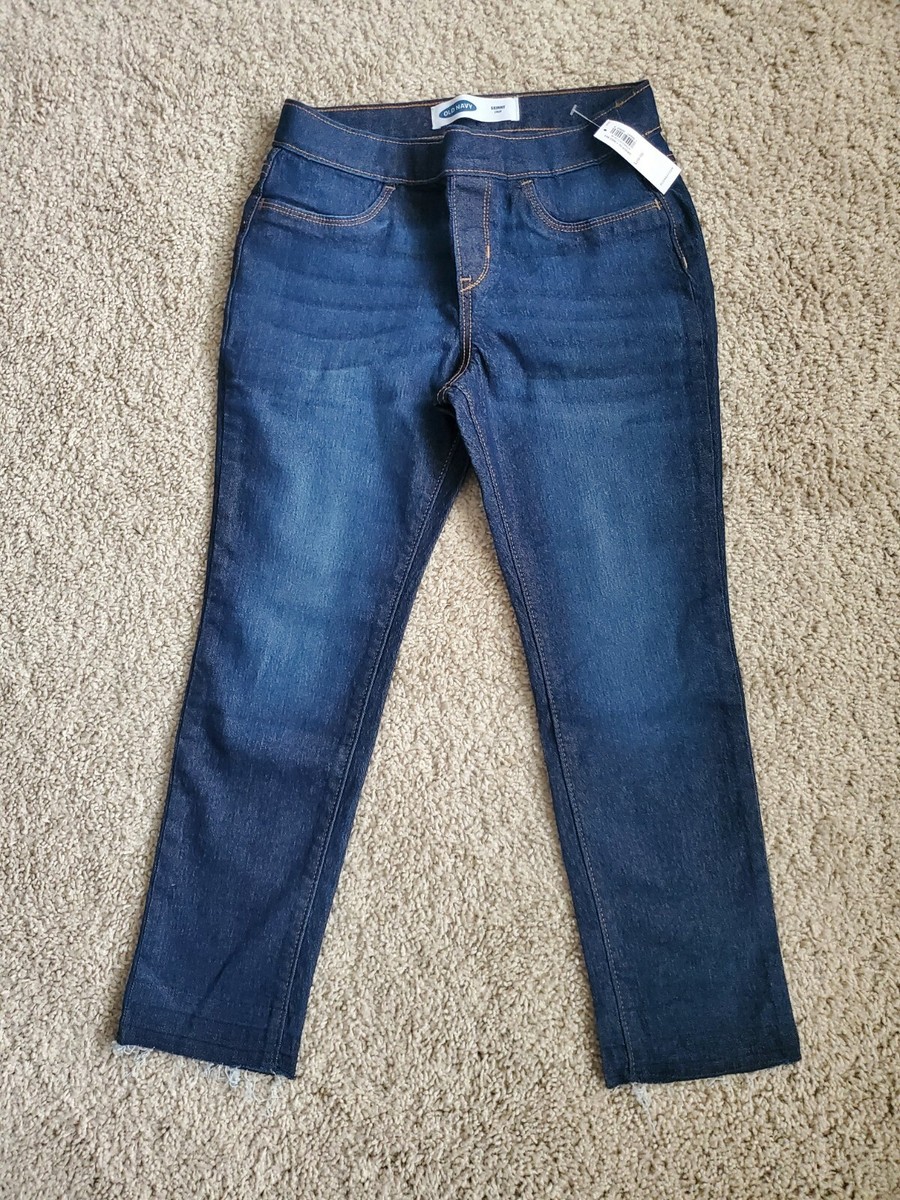 New Old Navy Girls Size L 10-12 Skinny Crop Jeans Frayed Hem