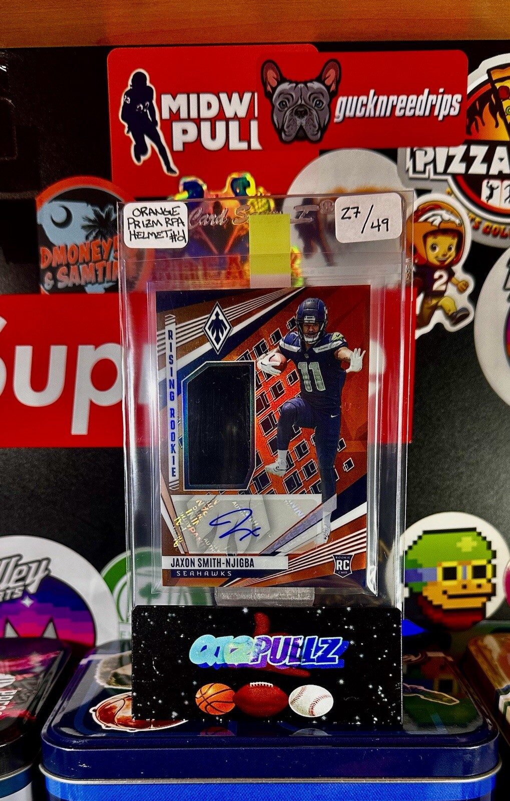 2023 Phoenix Jaxon Smith-Njigba Orange Rising Rookie Helmet Relic Rpa AUTO /49