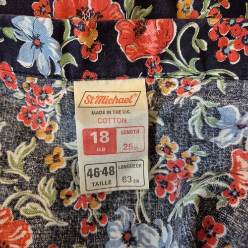 St Michael Skirt Floral Print A Line Button Front Marks Spencer 18 Vintage 1980s - Picture 7 of 10
