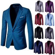 Mens Suit Blazer Thin Business Formal One Button Slim Casual West Jacket Pants