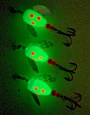 SPIN N GLO LOT 3 SPINNER LURE TROUT SALMON STEELHEAD ALASKA AUSTRALIA WORDEN'S