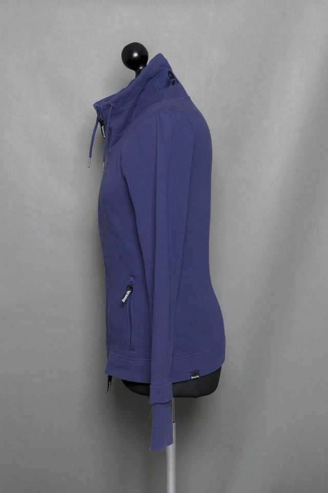 Bench Damen Sweatjacke Jacke S blau dunkelblau Zip Stehkragen + Baumwolle B1015 - Bild 4 von 4