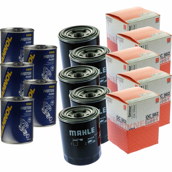 5X Original Mahle / Knecht ÖLfilter OC 982 + 5X SCT Motor Flush MotorspüLung-image