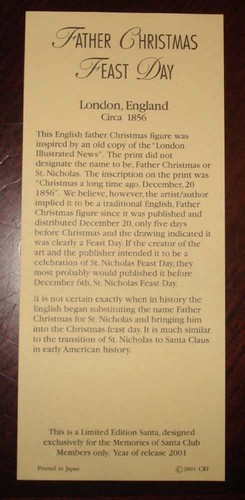 Memories of Santa Collection 1856 Father Christmas Feast Day New In Box - Picture 3 of 3