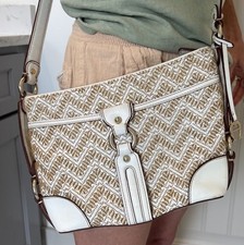 Vintage Etienne Aigner Leather and Woven Jute Purse Crossbody Spring Summer EUC