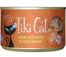 Tiki Cat Grill Wet Cat Food, Sardine Cutlets In Consomm , 6 Oz. Cans 23 Count