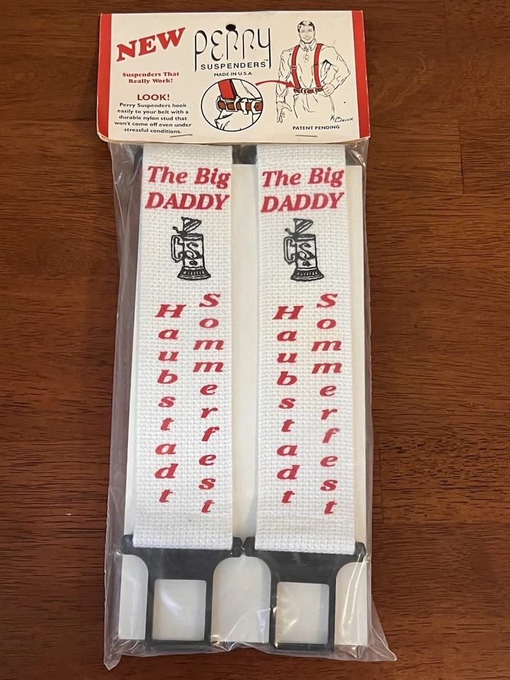 Tirantes Perry “The Big Daddy” Hechos en EE. UU. Blanco y Rojo con Clip de Plástico Foto 2 de 4