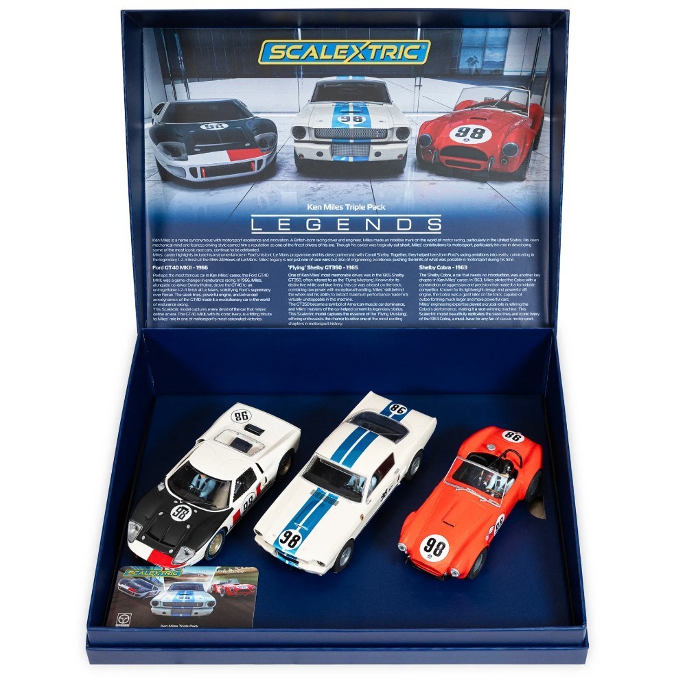 NEW Scalextric 1:32 Ken Miles Triple Pack  - Shelby Mustang Cobra GT40 - C4619A