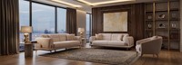 Moderne Wohnzimmer Couchgarnitur Beige 3-Sitzer Sofas Textilsessel