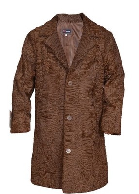 Men's Brown 100% Real Astrakhan Fur Long Coat Swakara Fur Pre Sale All sizes