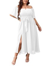 SCOMCHIC Womens Plus Size Formal Dresses Off The Shoulder Wedding Guest Cockt...