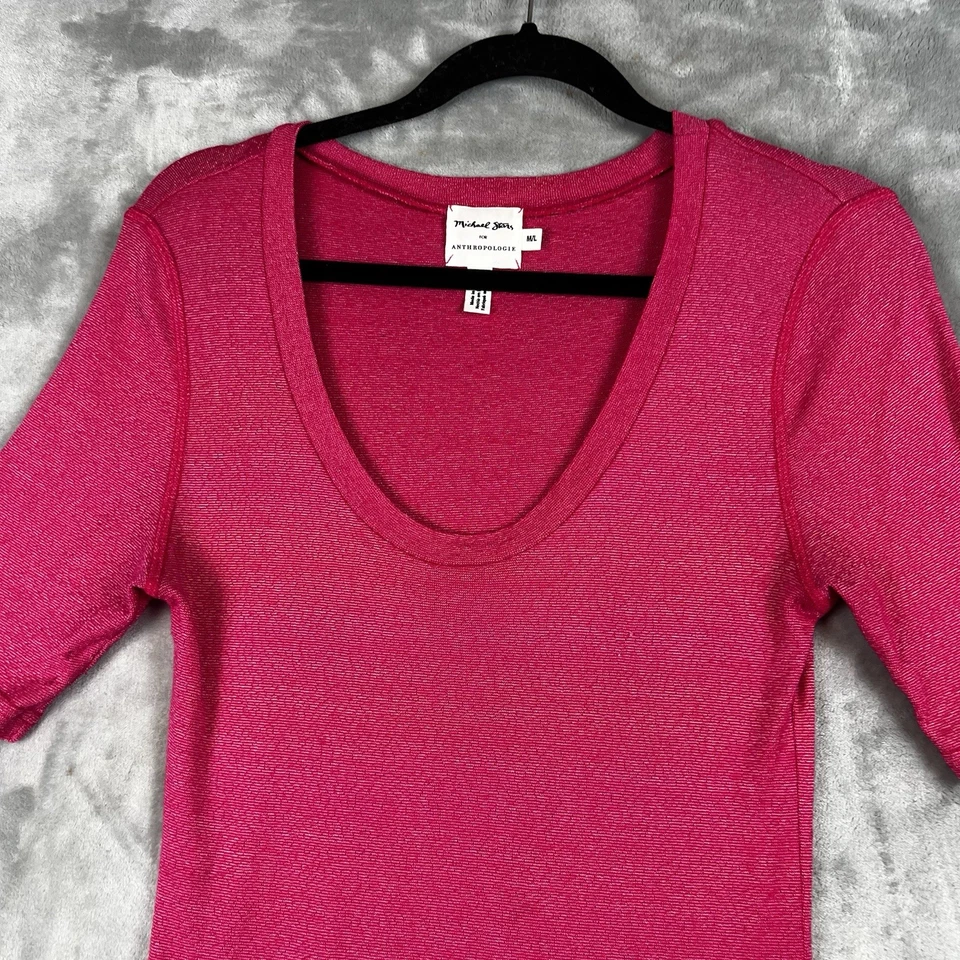 Top Michael Stars Mujer Anthropologie Talla Mediana Rosa Pullover Elastizado Informal Foto 3 de 4