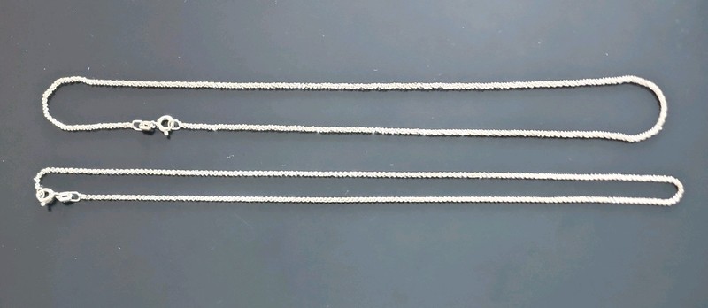 lot of 2 16" Twisted Rock Solid 925 Sterling Silver Necklace BSI Beautiful 1.4mm
