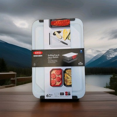 OXO Prep And Carry System 6 Piece Set 1 Main, Cutting Board Lid, 2 Med Container