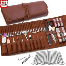 Leather Craft Tool Set 72PCS Storage Bag Sewing Stamping Carving Tools Kit New