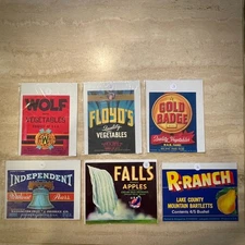 Original Vintage Fruit and Vegetable Crate Labels