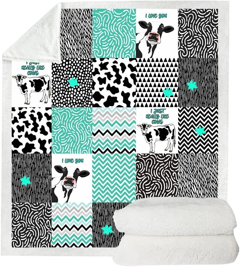 Manta para mujer con estampado suave para ropa de cama decoración de vaca 50"x40", Cow3 Foto 2 de 4