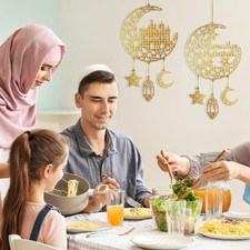 Namalu 4 Pezzi Decorazioni Eid Mubarak in Acrilico di Luna Stella Decorazioni per Ramadan da Tavolo Segno di Ramadan Kareem da Tavolo Ornamenti Scavati per Festa Arredamento per Casa Regalo