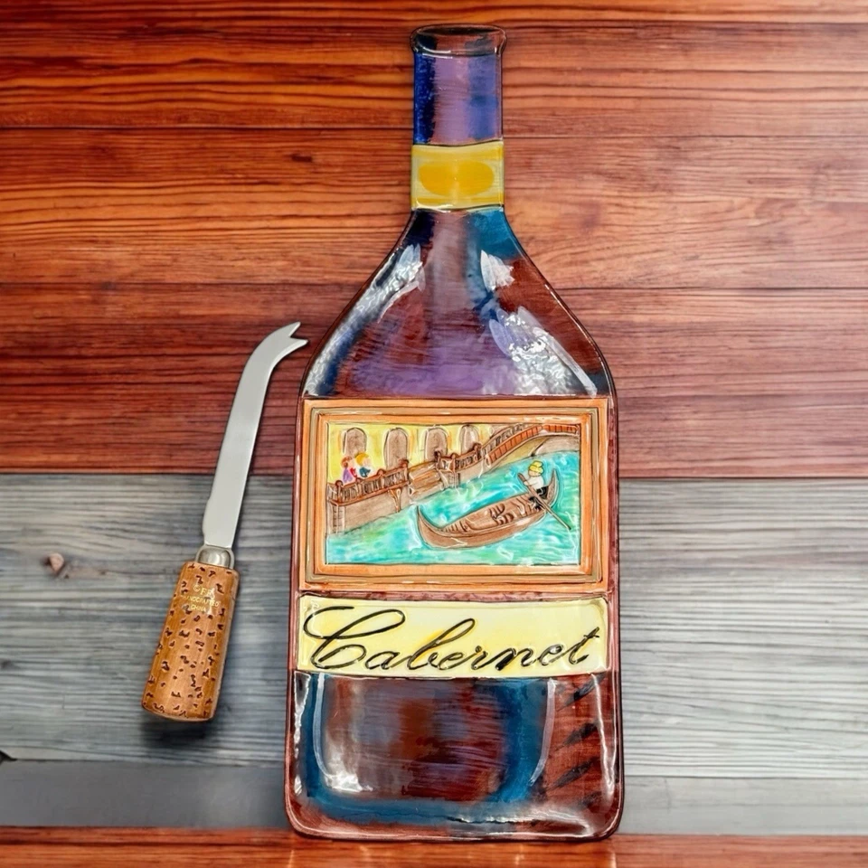 Fitz and Floyd WINE & CHEESE Cabernet Tray & Spreader Set - NEW in Box - Image 2 of 4