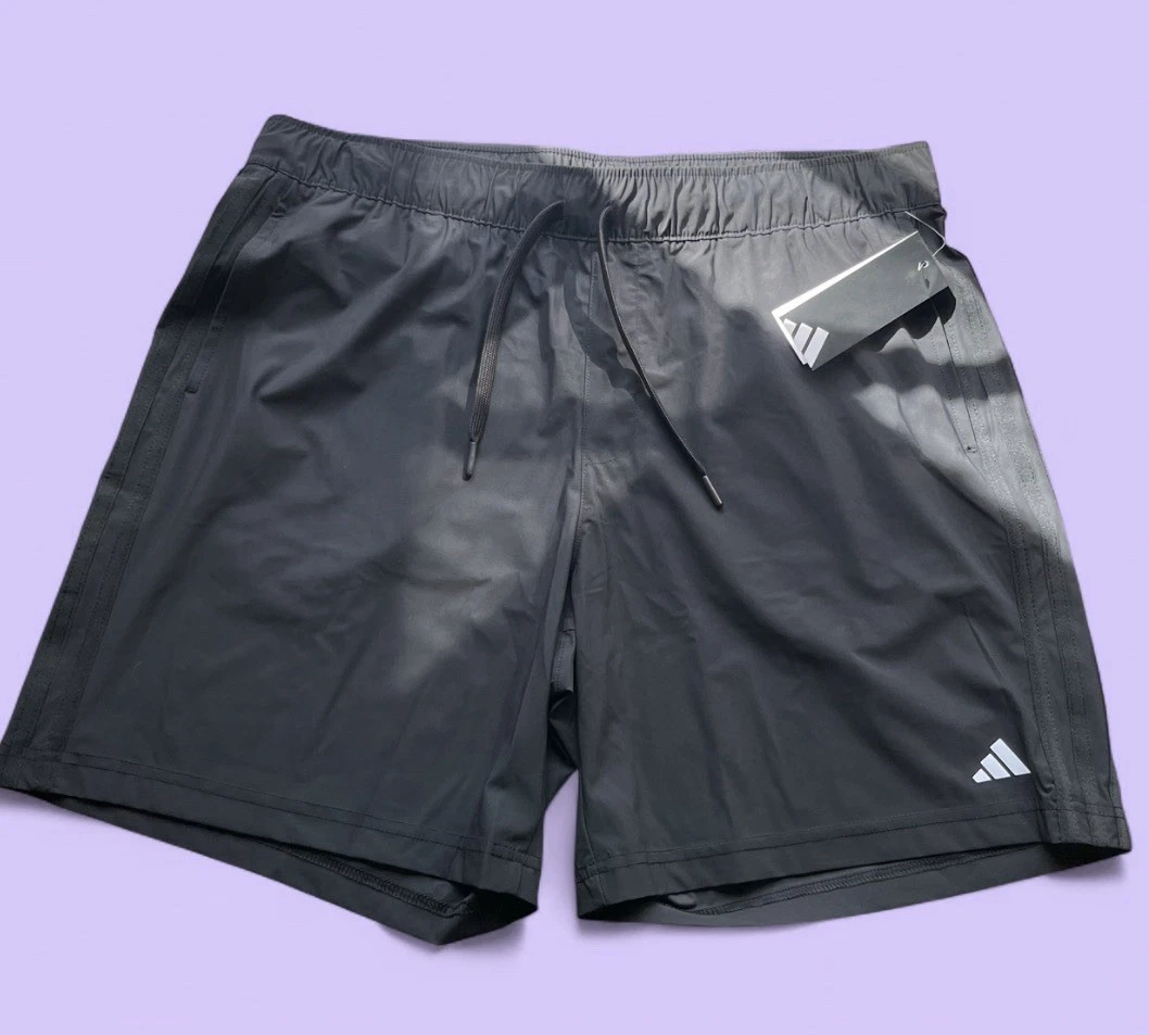 Adidas Essential Short Size Large Men’s - Athletic Shorts. Black Stripes. NWT