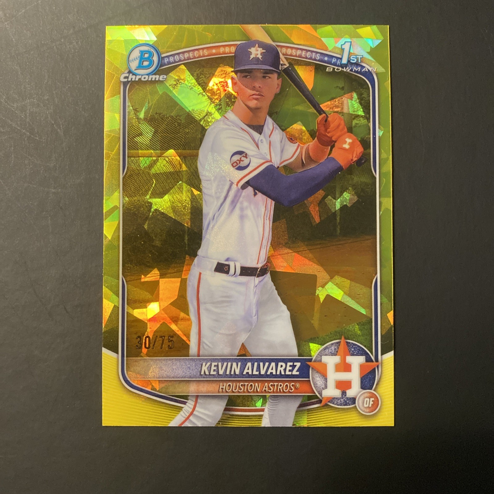 KEVIN ALVAREZ 2025 BOWMAN CHROME 1ST SAPPHIRE YELLOW REFRACTOR /75