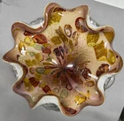 Vintage Murano Tutti Frutti Bowl Dish Ruffled Edge Hand Made Venetian Glass