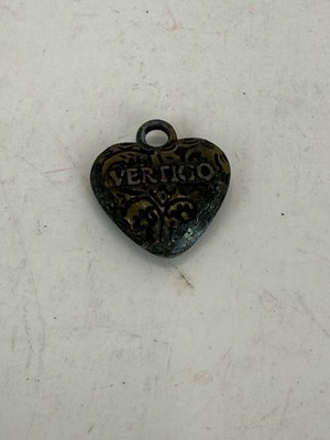Vertigo Heart Charm Pendant Patina Brass Tone Vintage Style Small Dangle Jewelry