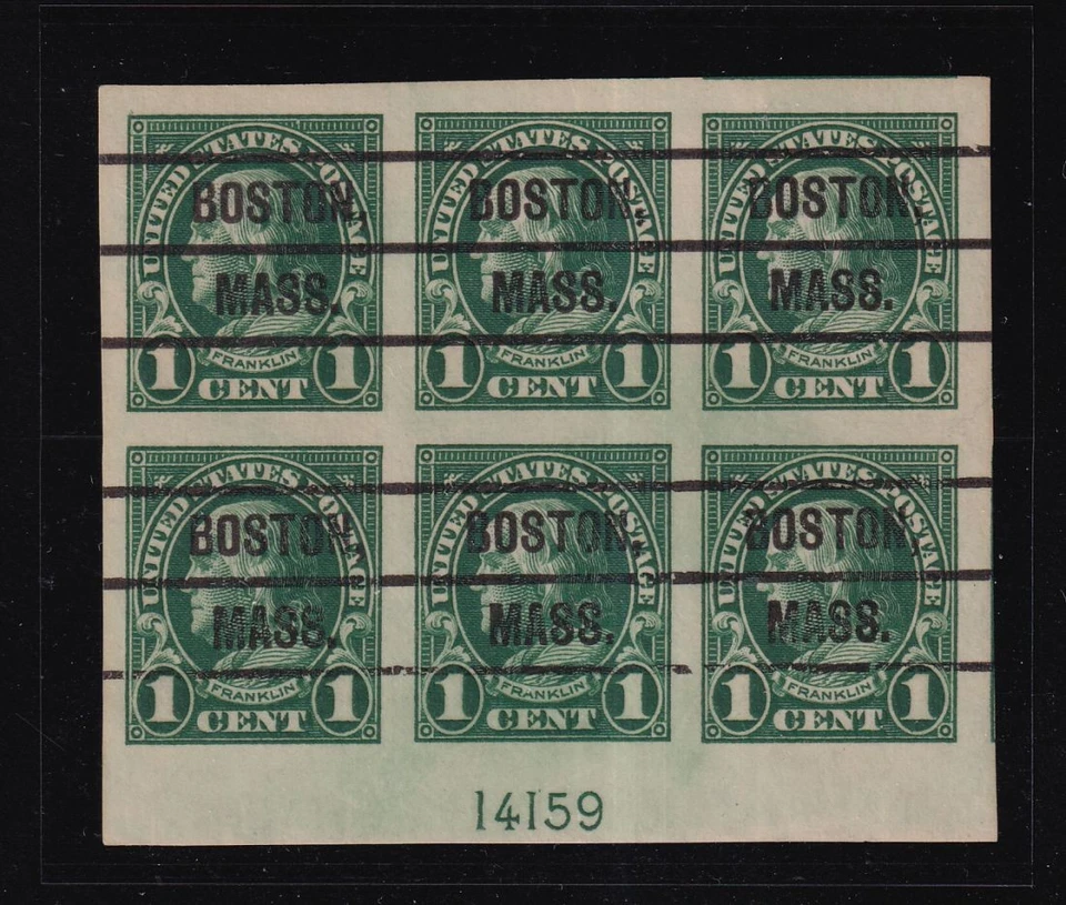 1923 Sc 575 imperforate MNH with OG precancel BOSTON matched plate blocks (W8 - Image 4 of 4