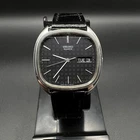 Vintage Seiko TV Dial Men's Quartz Watch Black 34mm Textured Dial 7813-5019