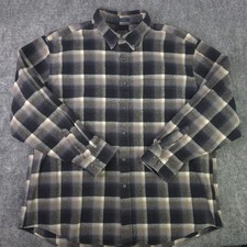 Pendleton Mason Shirt 2XL Black Beige Plaid Long Sleeve Button Down Cotton 