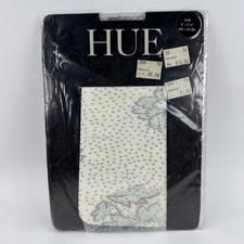 Retro 1990s Hue Off White Blue Florals Sheer Pantyhose Small 5  -5  6  100-135 Lbs