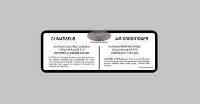 1982-97 F150 F250 F350 F series Truck Bronco A/C Refrigerant Decal