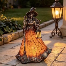 Resin Witch With LED Lantern Halloween Decoration NEW