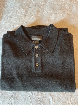 Banana Republic 100% Extra Fine Wool Pullover Polo Men s Shirt Grey L