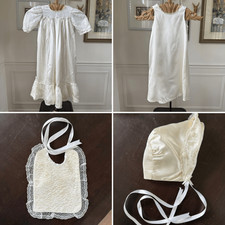 Vintage Tagless 4 Piece Infant Christening Gown Set Ivory