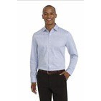 NWT DKNY Mens Blue White Geometric Diamond Stretch Woven Button Up Shirt XXL