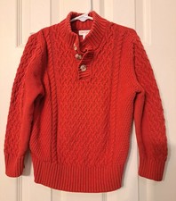 Cat Jack Boys 1/4 Button-up Red Cable Knit Pullover Sweater Sz 5T