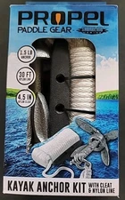Propel Paddle Gear Kayak Anchor Kit. 1.5 LB Anchor, 30 FT Line, 4.5 in Cleat NEW