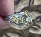 Generations 1912 14k WG Yellow Beryl Diamond Ring Estate Vintage Weinman Bros. — photo 2