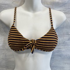 RVCA 'Bondi' Stripe Striped Knot Tri Bikini Top, S L - Midnight/Multi
