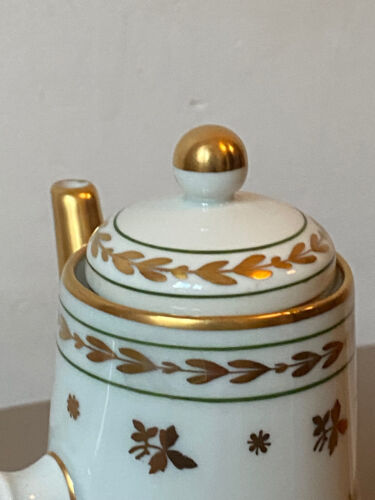 FRANCE Singer LIMOGES tete-a-tete Goldrand Paint Main Blumenmotiv Moccakanne - Bild 7 von 14