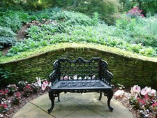 French Victorian Cast Aluminum Medium Colonial Garden Bench - Antique Repro