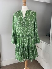 Juliet Dunn Green Floral Print Beach Dress, Size Small