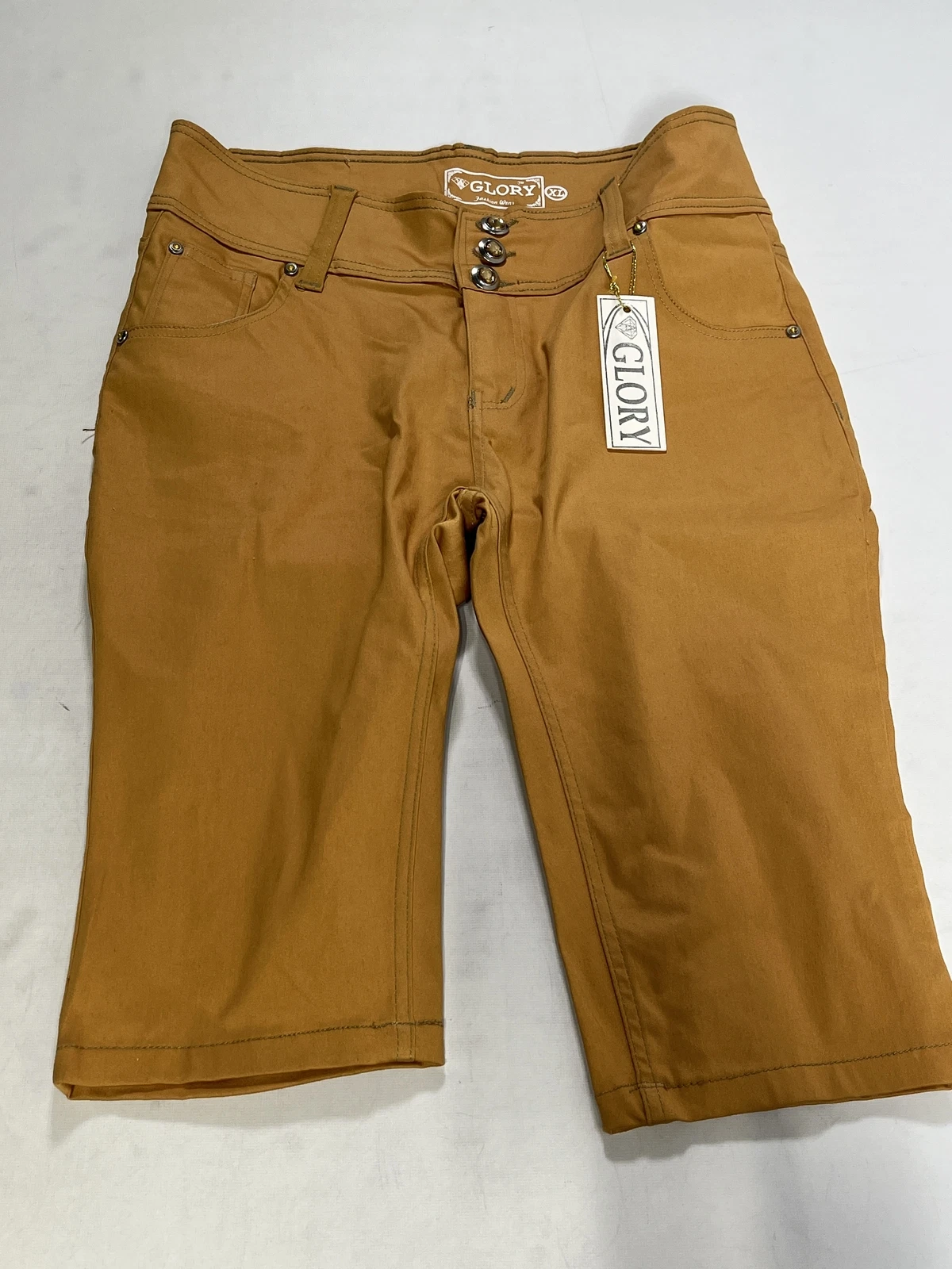 Womens Glory Orange Bejeweled Capri Pants Size XL NEW
