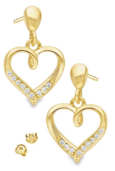 Ohrringe 925 Silber Herz 18K Gold Vergoldet Frauen Damen Ohrstecker OhrhäNger-image