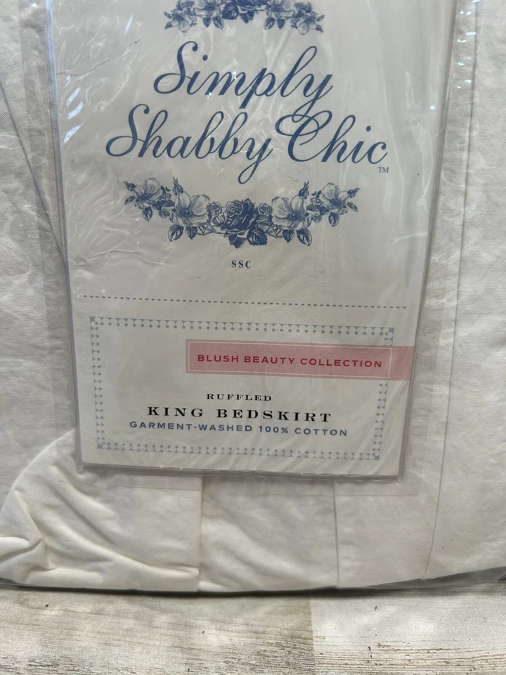 Falda de cama Rachel Ashwell Simply Shabby Chic blanca con volantes KING RUBOR BELLEZA NUEVA Foto 2 de 4