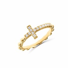 Anello croce rosario in argento 925 placcato oro 18 carati